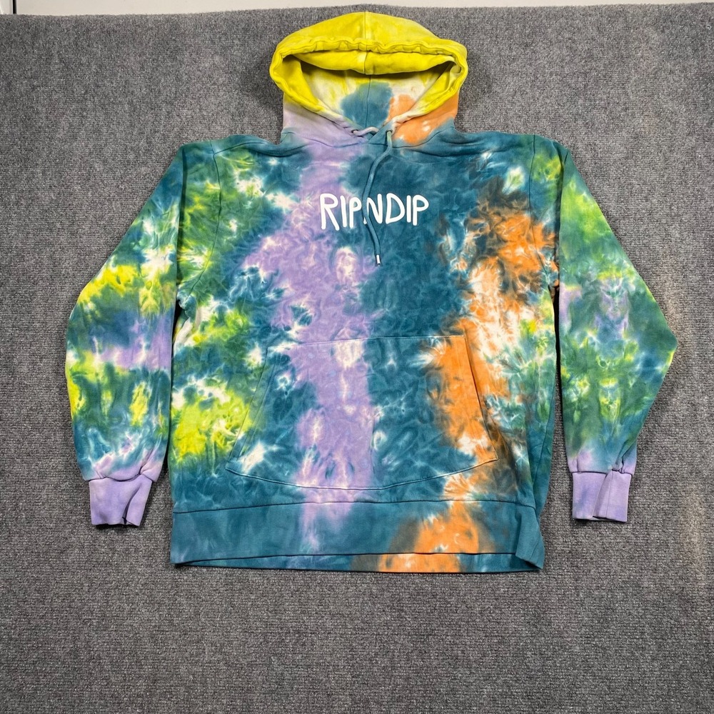 RIPNDIP Logo Tie Dye Sweater Adult Small Hoodie Pullover Sweatshirt Mens